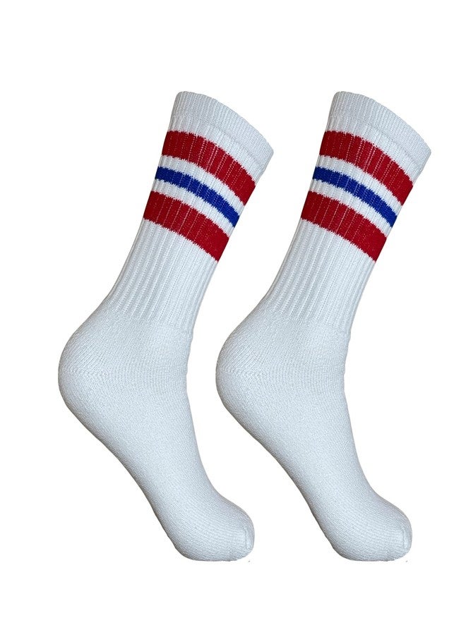 SuNi Apparel Striped Crew Socks - Retro Mens Striped Socks - Stripe Cotton Gym Socks for Men - 4 Pairs Pack Size 10-13 - Image 5